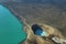 Aerial view of lake Lake Oskjuvatn and lake Viti in Askja region