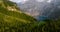 Aerial view of the lake Oeschinensee on an autumn day. Swiss alps.