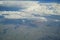 Aerial view of Lake Sakakawea, view from window seat in an airplane