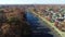 Aerial View of Lake Surrounded by Fall Colors