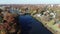 Aerial View of Lake Surrounded by Fall Colors