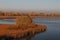 Aerial view of lakes in autumnal forest Landscape scene in nature