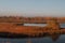 Aerial view of lakes in autumnal forest Landscape scene in nature