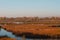 Aerial view of lakes in autumnal forest Landscape scene in nature