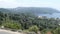 Aerial view from Lakones down to town and bay of Paleokastritsa and Paradise beach at Liapades Corfu Island, Greece.