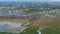 aerial view of land fire on the edge of Lake Limboto