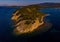 Aerial view of land and the sea -beautiful Lagonisi in Greece