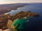 Aerial view of land and the sea -beautiful Lagonisi in Greece