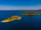 Aerial view of land and the sea -beautiful Lagonisi in Greece