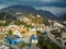 Aerial view of landmark chappel in Idrija,Slovenia