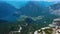 Aerial view of the landmarks in the mountains of Austria, Obertaun. Panoramic view of the observation deck 5 fingers
