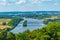 Aerial view of landscape of Danube near Regensburg, Germany