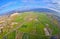 Aerial view of landscape fields and natural landscape