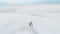 Aerial View Landscape illustration of Man on Horse in White Sand Plains with Ethereal Dreamscape and Minimalist Abstract Cowboy