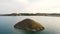 Aerial view Landscape of island in lake Kapchagay in Kazakhstan