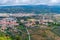 Aerial view of landscape of Portuguese town Braganca