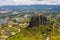 Aerial view landscape of the Rock of Guatape, Piedra Del Penol, Colombia.