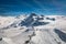 Aerial view of landscape in the ski region of Zermatt and Breuil-Cervinia