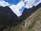 Aerial view of landscapes of Chupani village in middle of the Peruvian Andes