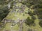 Aerial view of landscapes of Chupani village in middle of the Peruvian Andes