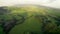 Aerial view of the landscapes on Sao Miguel Island, green farmland and volcanic mountains and lakes, Azores, Portugal