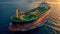 Aerial view of a large bulk carrier sailing