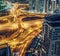 Aerial view of large highway junction in Dubai, UAE