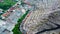 Aerial View. Large landfills like mountains. the tractor take garbage on landfills at Bekasi - Indonesia