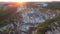 Aerial view of a large marble quarry during sunset