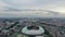 Aerial View of The largest stadium of Bekasi from drone and noise cloud. Bekasi, Indonesia, March 2, 2022