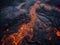 Aerial view of lava flowing through a crater in hawaii, hawaii, hawaii