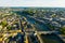 Aerial view of Laval on Mayenne River in summer, France