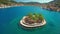 Aerial view of Lazareto island on Ithaca island, Kefalonia, Ionian sea, Greece