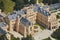 Aerial view of Lednice Valtice Area with castle and a park in South Moravia, Czech Republic.