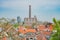 Aerial view of the Leiden cityscape from the historical Burcht v