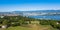 Aerial view of Leman lake - Geneva city in Switzerland