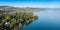 Aerial view of Leman lake - Lausanne city in Switzerland