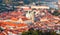 Aerial view of the Lesser Town, aka Mala Strana, with St Nicholas Church in Prague