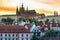 Aerial view of  the Lesser Town  Mala Strana  district and  Prague castle, the largest coherent castle complex in the world