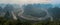 Aerial view of the Li River in Xingping near Yangshuo in Guanxi province, China, at sunrise