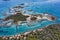 Aerial view of Lichadonisia island in North Evia, Greece