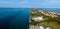 Aerial view of the Lido de Venezia island in Venice, Italy.