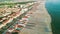 Aerial view of Lido di Camaiore and Viareggio Beach at summer sunset, Tuscany