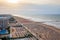 Aerial view of Lido di Jesolo with its wide sandy beaches. Italia