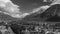 Aerial view of Lienz cityscape and valley, Austrian alps