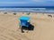 Aerial view Lifeguard tower on the Huntington Beach