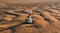 Aerial view of Lighthouse el Far del Fangar on Delta de l\'ebre natural park, tarragona, Catalonia, Spain