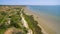 Aerial view of Lighthouse in Merzhanovo. Azov sea. Russia