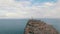 Aerial view of a lighthouse named Faro de Formentor, located in Cap de Formentor on the top of a cliff in the island of Majorca.