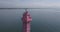 Aerial view of lighthouse in ocean